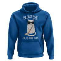 Im Just Here For The Purr Play Hoodie Funny Cat Hockey Gift - Wonder Print Shop