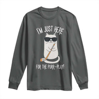 Im Just Here For The Purr Play Long Sleeve Shirt Funny Cat Hockey Gift - Wonder Print Shop