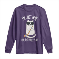 Im Just Here For The Purr Play Long Sleeve Shirt Funny Cat Hockey Gift - Wonder Print Shop