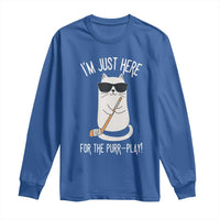 Im Just Here For The Purr Play Long Sleeve Shirt Funny Cat Hockey Gift - Wonder Print Shop