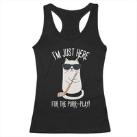 Im Just Here For The Purr Play Racerback Tank Top Funny Cat Hockey Gift - Wonder Print Shop