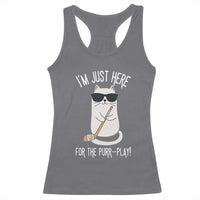 Im Just Here For The Purr Play Racerback Tank Top Funny Cat Hockey Gift - Wonder Print Shop