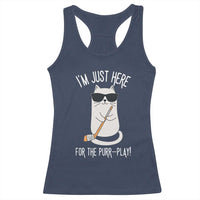 Im Just Here For The Purr Play Racerback Tank Top Funny Cat Hockey Gift - Wonder Print Shop
