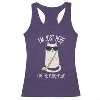 Im Just Here For The Purr Play Racerback Tank Top Funny Cat Hockey Gift - Wonder Print Shop