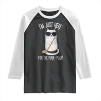 Im Just Here For The Purr Play Raglan Shirt Funny Cat Hockey Gift - Wonder Print Shop