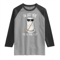 Im Just Here For The Purr Play Raglan Shirt Funny Cat Hockey Gift - Wonder Print Shop