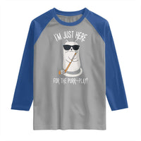 Im Just Here For The Purr Play Raglan Shirt Funny Cat Hockey Gift - Wonder Print Shop