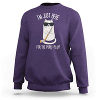 Im Just Here For The Purr Play Sweatshirt Funny Cat Hockey Gift - Wonder Print Shop