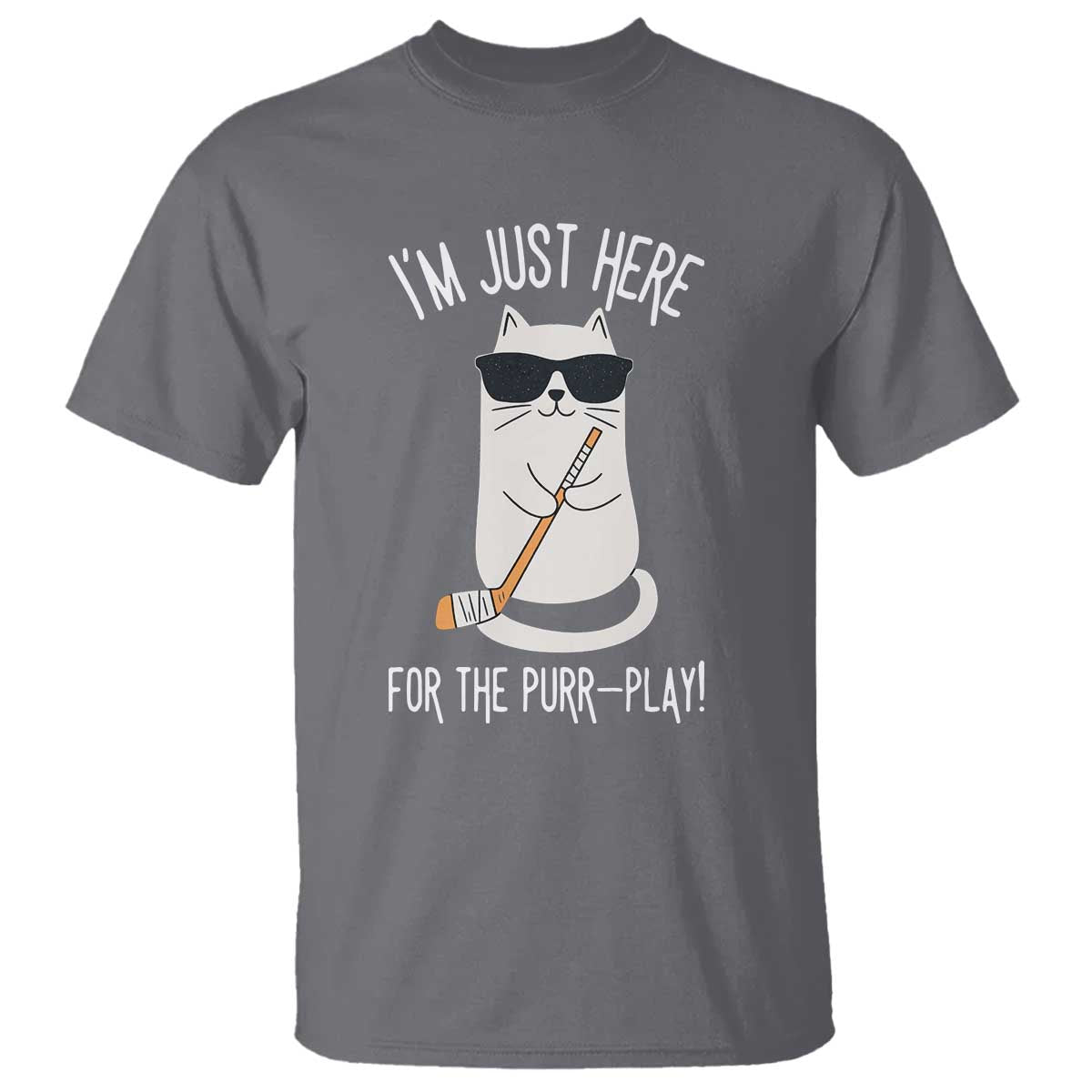Im Just Here For The Purr Play T Shirt Funny Cat Hockey Gift - Wonder Print Shop