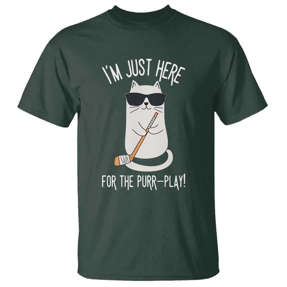 Im Just Here For The Purr Play T Shirt Funny Cat Hockey Gift - Wonder Print Shop