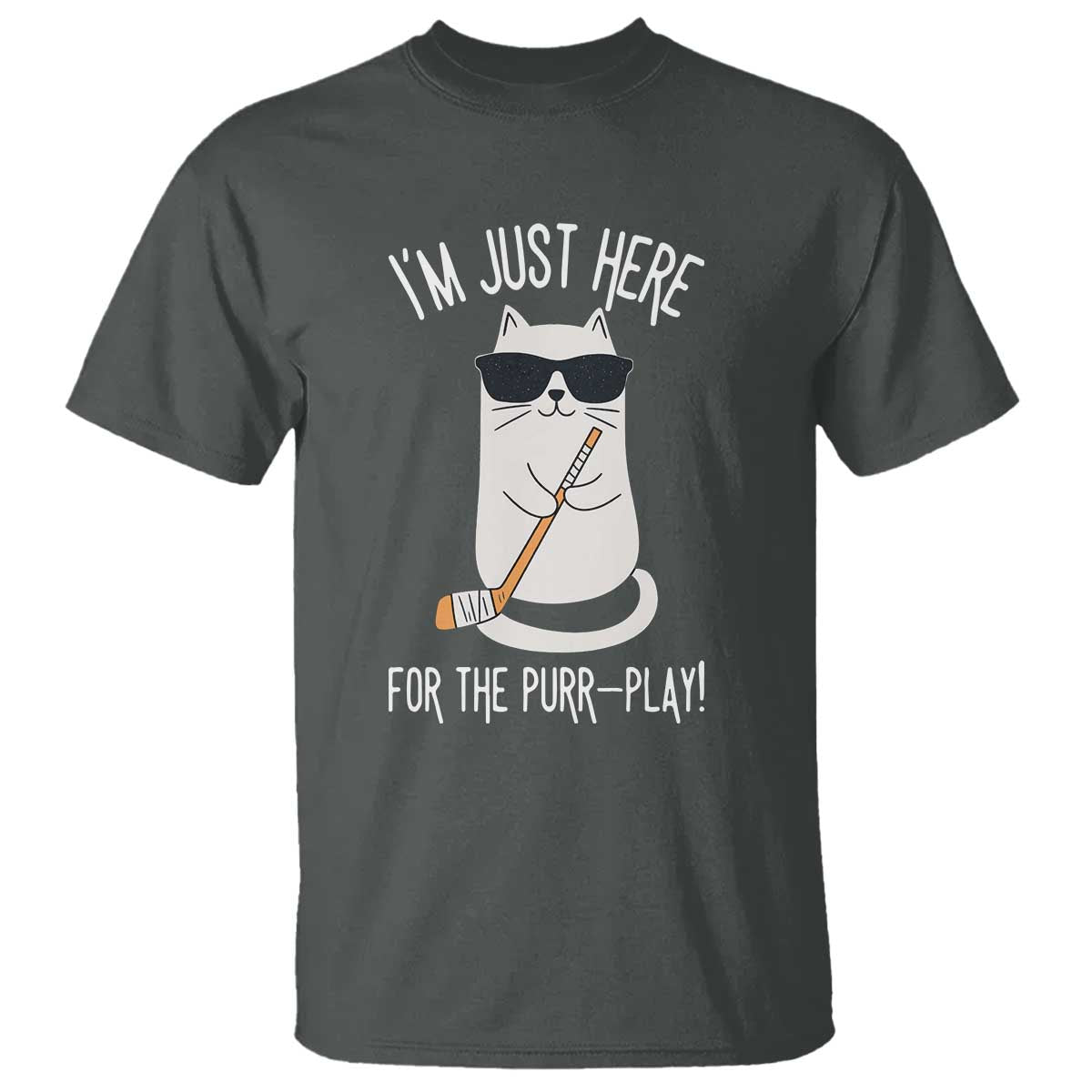 Im Just Here For The Purr Play T Shirt Funny Cat Hockey Gift - Wonder Print Shop