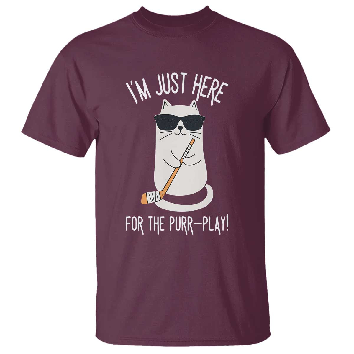 Im Just Here For The Purr Play T Shirt Funny Cat Hockey Gift - Wonder Print Shop