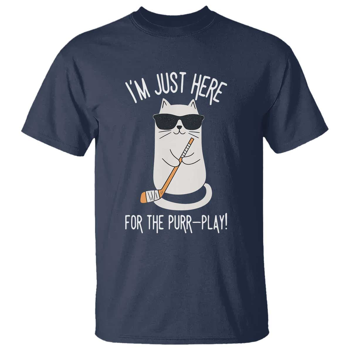 Im Just Here For The Purr Play T Shirt Funny Cat Hockey Gift - Wonder Print Shop