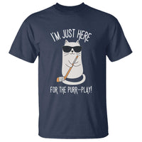 Im Just Here For The Purr Play T Shirt Funny Cat Hockey Gift - Wonder Print Shop