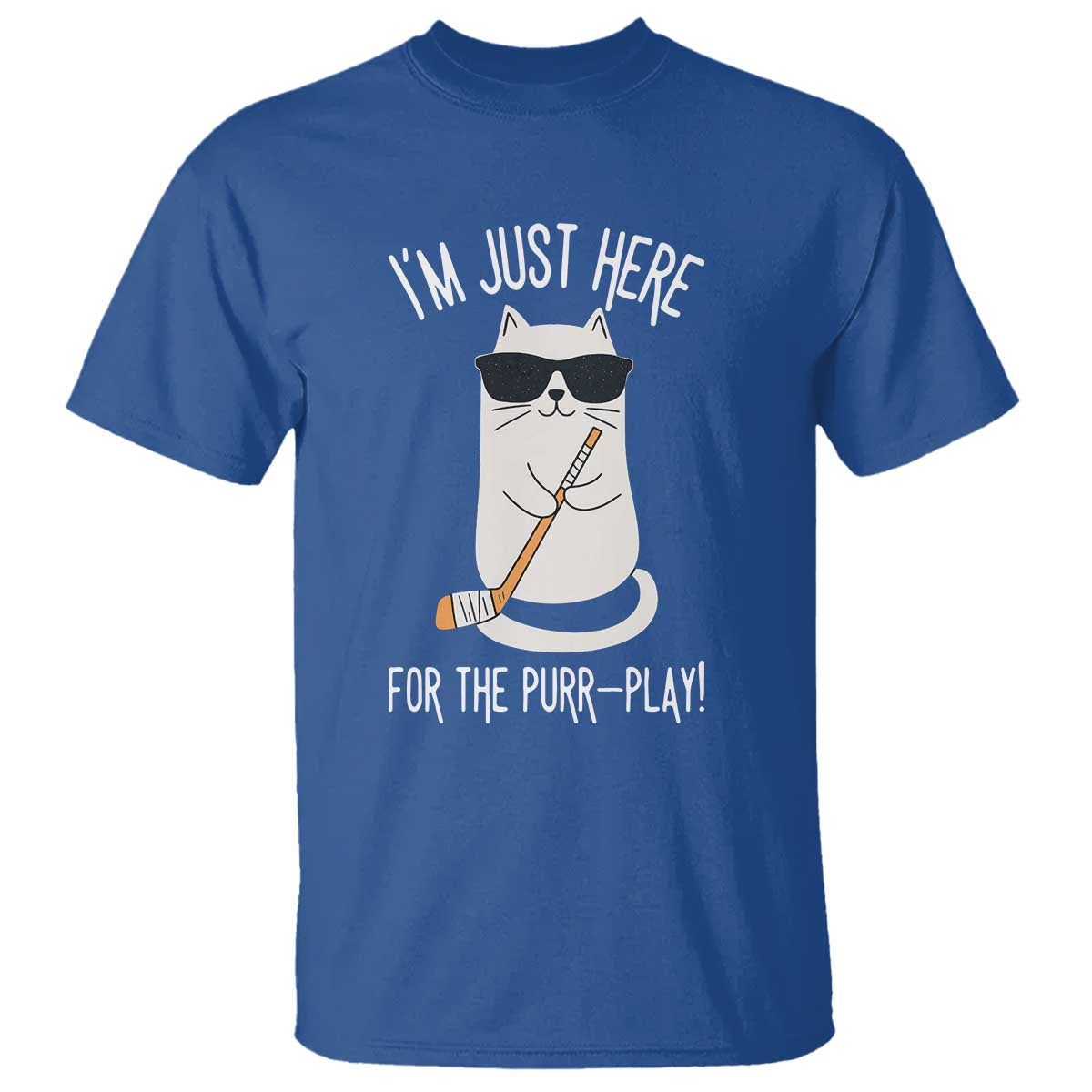 Im Just Here For The Purr Play T Shirt Funny Cat Hockey Gift - Wonder Print Shop