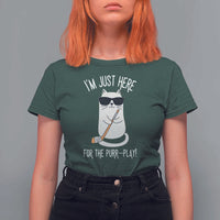 Im Just Here For The Purr Play T Shirt For Women Funny Cat Hockey Gift - Wonder Print Shop