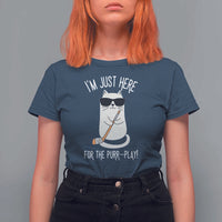 Im Just Here For The Purr Play T Shirt For Women Funny Cat Hockey Gift - Wonder Print Shop