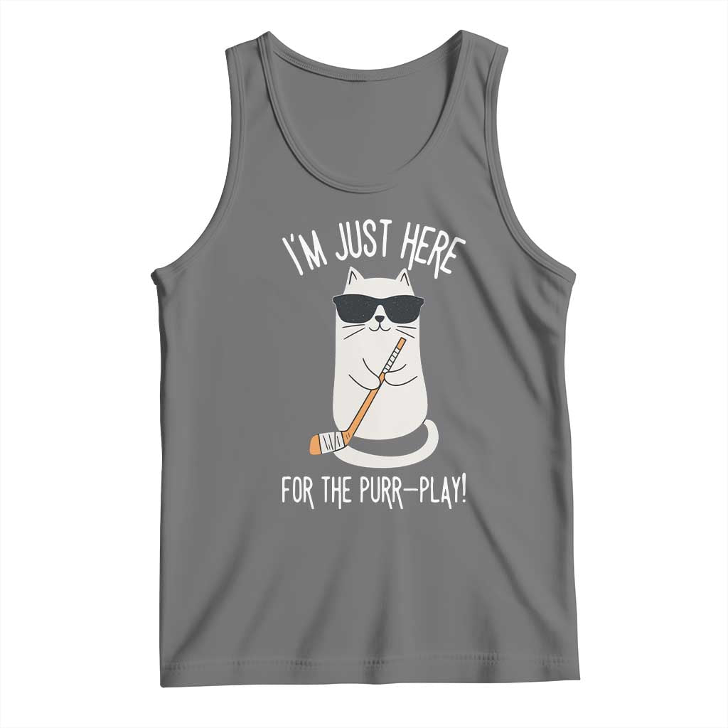 Im Just Here For The Purr Play Tank Top Funny Cat Hockey Gift - Wonder Print Shop