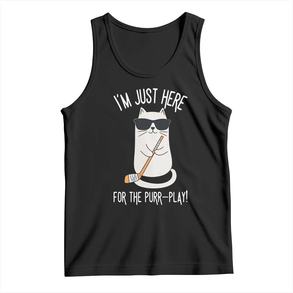 Im Just Here For The Purr Play Tank Top Funny Cat Hockey Gift - Wonder Print Shop