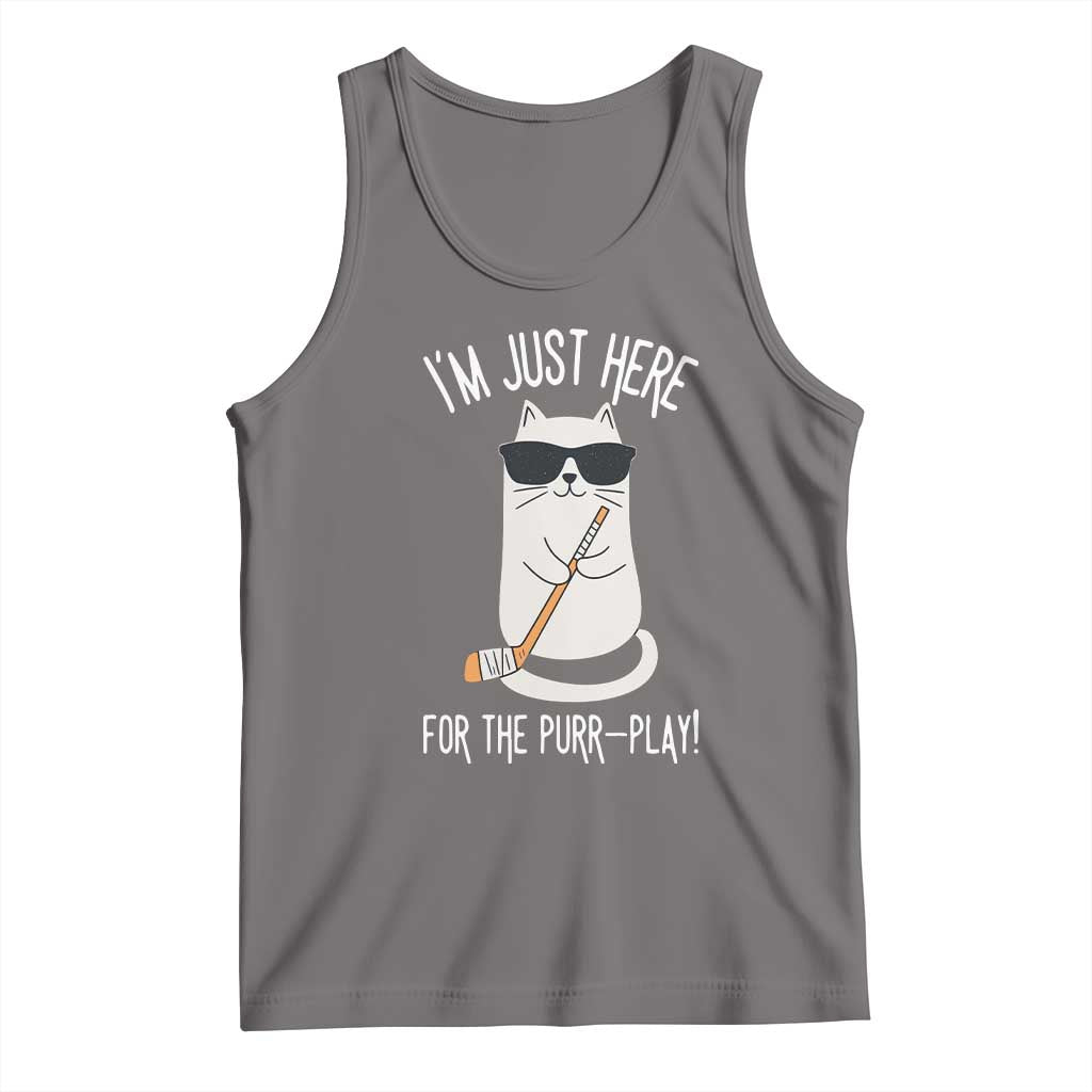 Im Just Here For The Purr Play Tank Top Funny Cat Hockey Gift - Wonder Print Shop