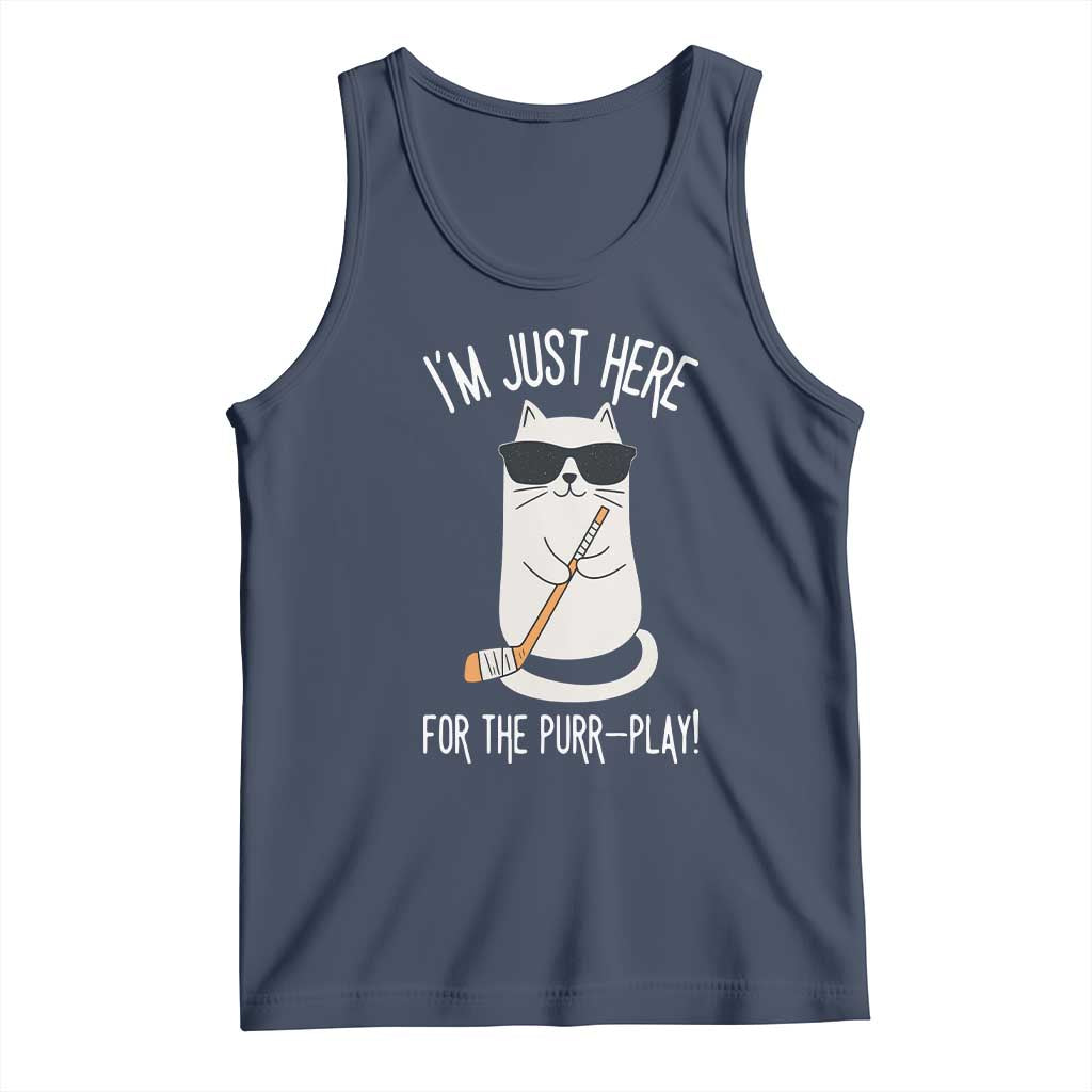 Im Just Here For The Purr Play Tank Top Funny Cat Hockey Gift - Wonder Print Shop