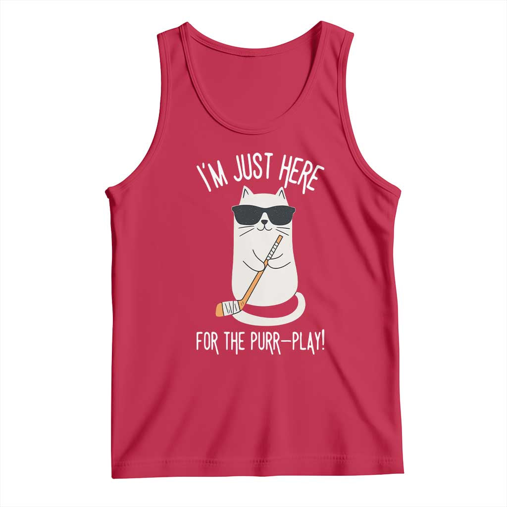 Im Just Here For The Purr Play Tank Top Funny Cat Hockey Gift - Wonder Print Shop