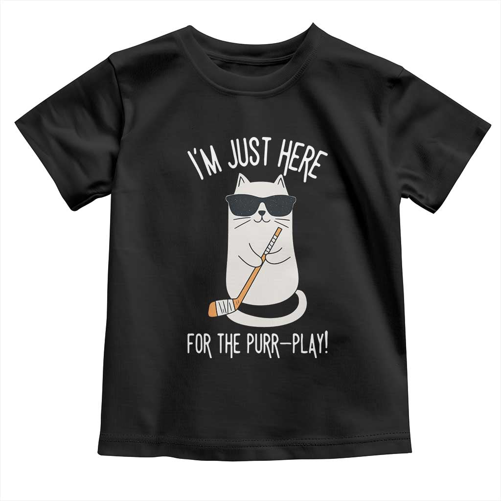 Im Just Here For The Purr Play Toddler T Shirt Funny Cat Hockey Gift - Wonder Print Shop