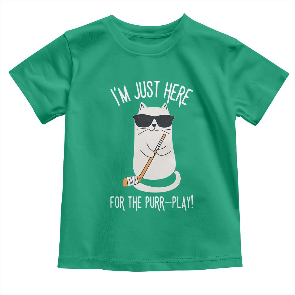 Im Just Here For The Purr Play Toddler T Shirt Funny Cat Hockey Gift - Wonder Print Shop