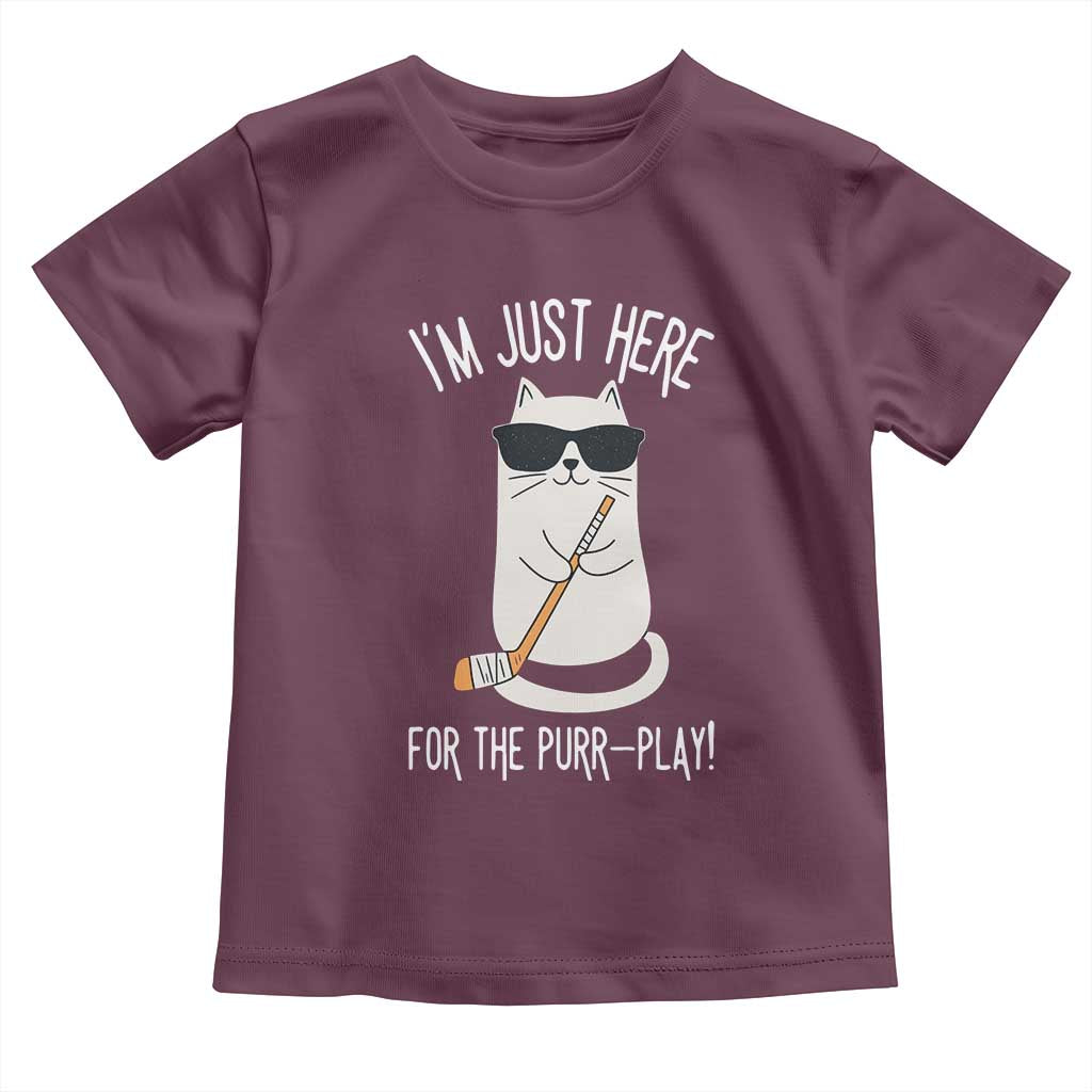 Im Just Here For The Purr Play Toddler T Shirt Funny Cat Hockey Gift - Wonder Print Shop