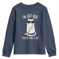 Im Just Here For The Purr Play Youth Sweatshirt Funny Cat Hockey Gift - Wonder Print Shop