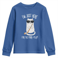 Im Just Here For The Purr Play Youth Sweatshirt Funny Cat Hockey Gift - Wonder Print Shop