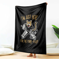 Vintage Cat Hockey Goalie Throw Blanket Funny Im Just Here For The Purr Play Gift - Wonder Print Shop