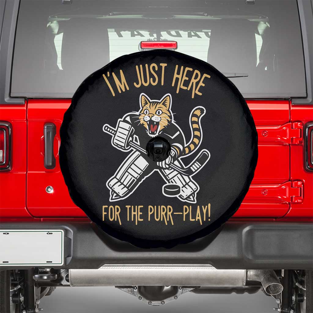 Vintage Cat Hockey Goalie Spare Tire Cover Funny Im Just Here For The Purr Play Gift - Wonder Print Shop