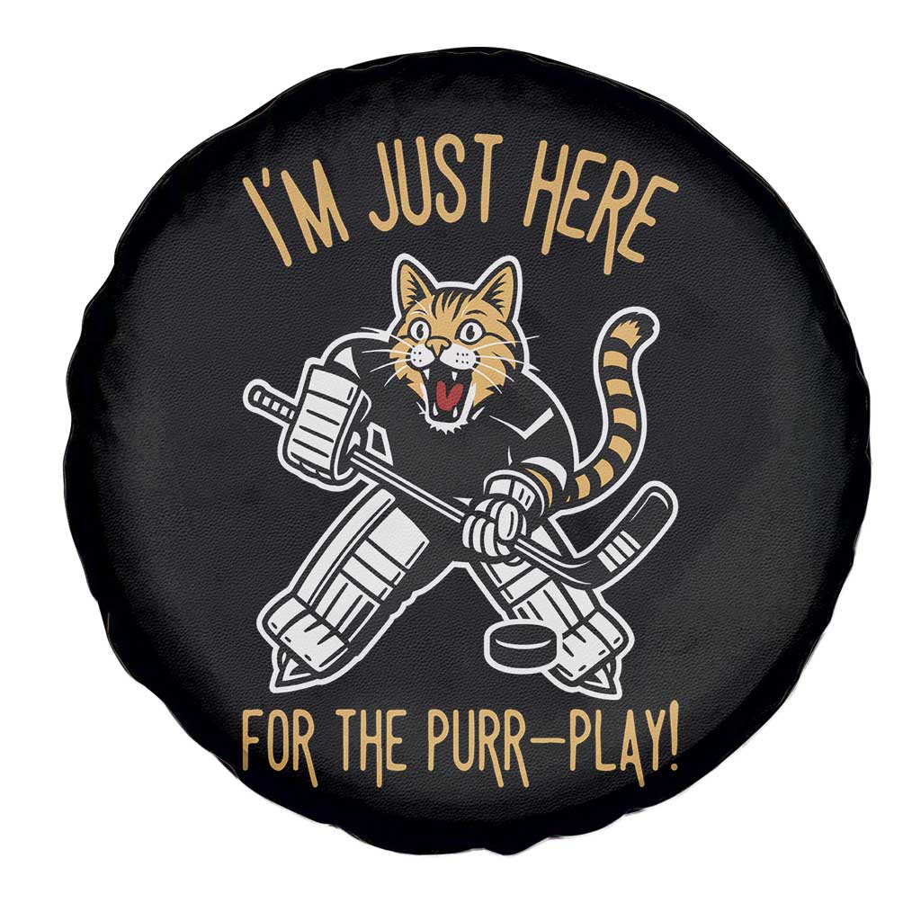 Vintage Cat Hockey Goalie Spare Tire Cover Funny Im Just Here For The Purr Play Gift - Wonder Print Shop