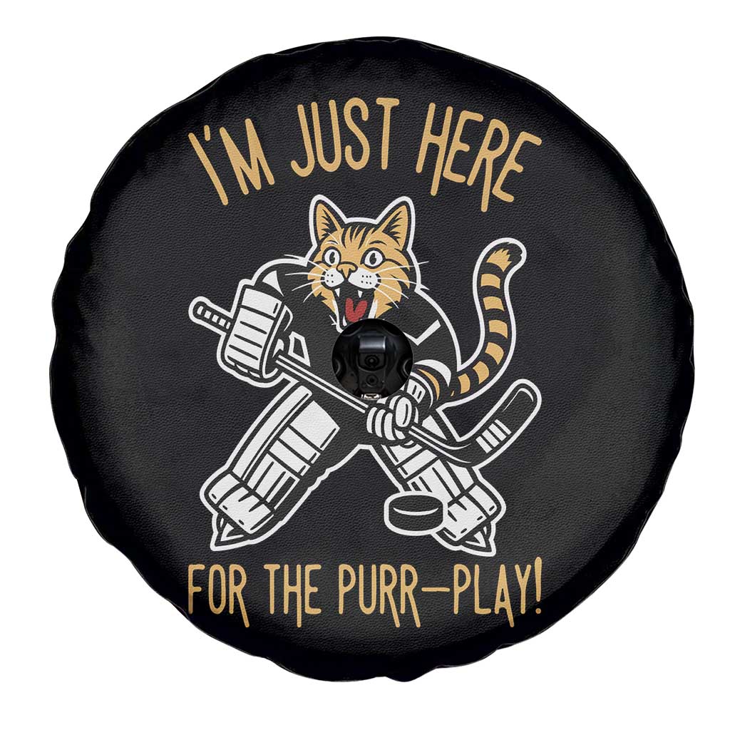 Vintage Cat Hockey Goalie Spare Tire Cover Funny Im Just Here For The Purr Play Gift - Wonder Print Shop