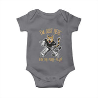 Vintage Cat Hockey Goalie Baby Onesie Funny Im Just Here For The Purr Play Gift - Wonder Print Shop