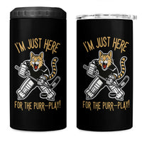 Vintage Cat Hockey Goalie 4 in 1 Can Cooler Tumbler Funny Im Just Here For The Purr Play Gift - Wonder Print Shop