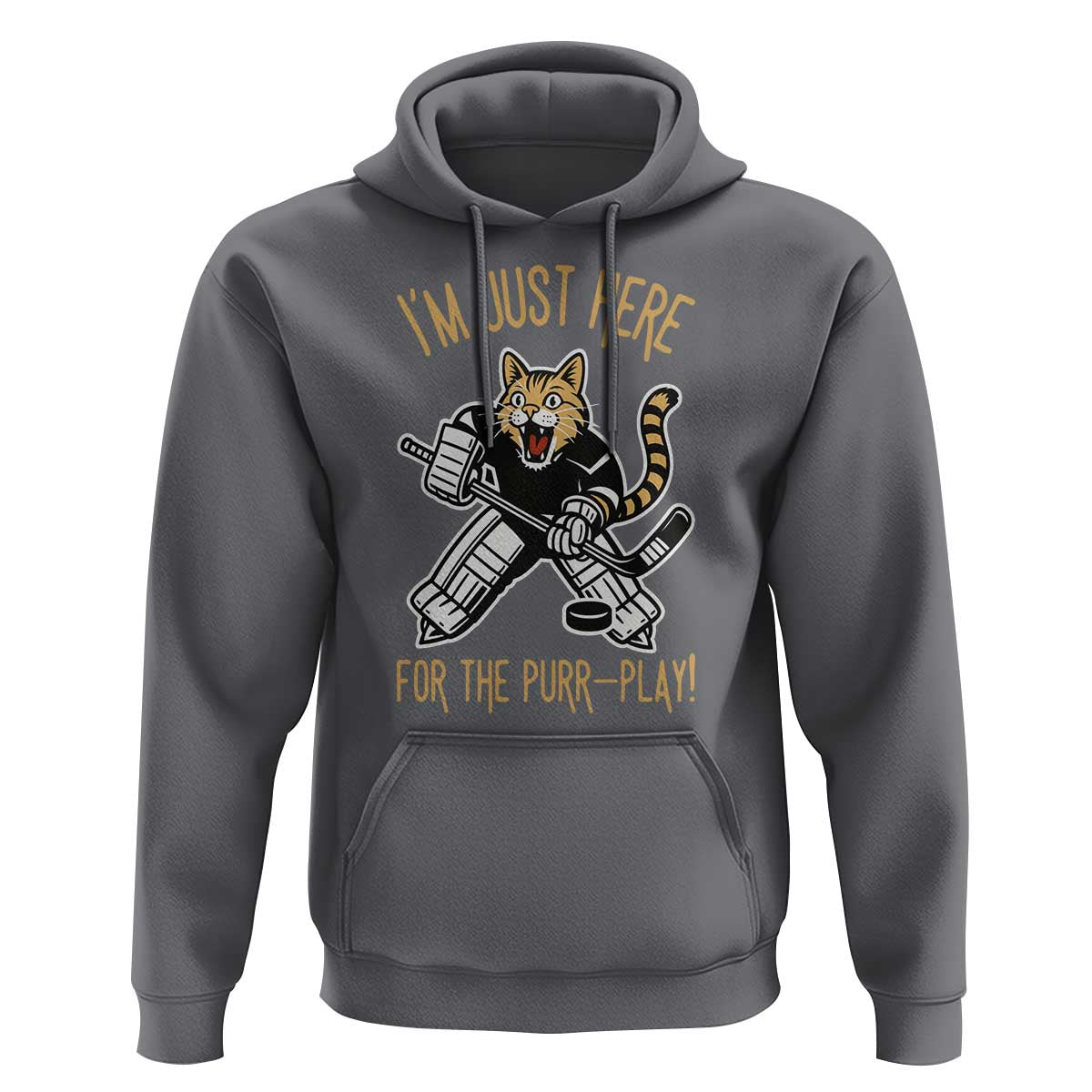 Vintage Cat Hockey Goalie Hoodie Funny Im Just Here For The Purr Play Gift - Wonder Print Shop