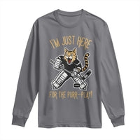 Vintage Cat Hockey Goalie Long Sleeve Shirt Funny Im Just Here For The Purr Play Gift - Wonder Print Shop
