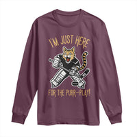 Vintage Cat Hockey Goalie Long Sleeve Shirt Funny Im Just Here For The Purr Play Gift - Wonder Print Shop