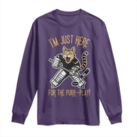 Vintage Cat Hockey Goalie Long Sleeve Shirt Funny Im Just Here For The Purr Play Gift - Wonder Print Shop