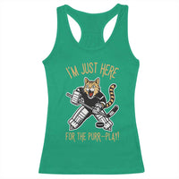 Vintage Cat Hockey Goalie Racerback Tank Top Funny Im Just Here For The Purr Play Gift - Wonder Print Shop