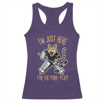 Vintage Cat Hockey Goalie Racerback Tank Top Funny Im Just Here For The Purr Play Gift - Wonder Print Shop