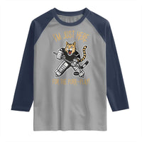 Vintage Cat Hockey Goalie Raglan Shirt Funny Im Just Here For The Purr Play Gift - Wonder Print Shop