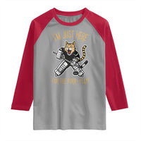 Vintage Cat Hockey Goalie Raglan Shirt Funny Im Just Here For The Purr Play Gift - Wonder Print Shop