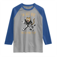 Vintage Cat Hockey Goalie Raglan Shirt Funny Im Just Here For The Purr Play Gift - Wonder Print Shop