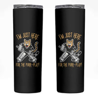 Vintage Cat Hockey Goalie Skinny Tumbler Funny Im Just Here For The Purr Play Gift - Wonder Print Shop