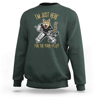 Vintage Cat Hockey Goalie Sweatshirt Funny Im Just Here For The Purr Play Gift - Wonder Print Shop