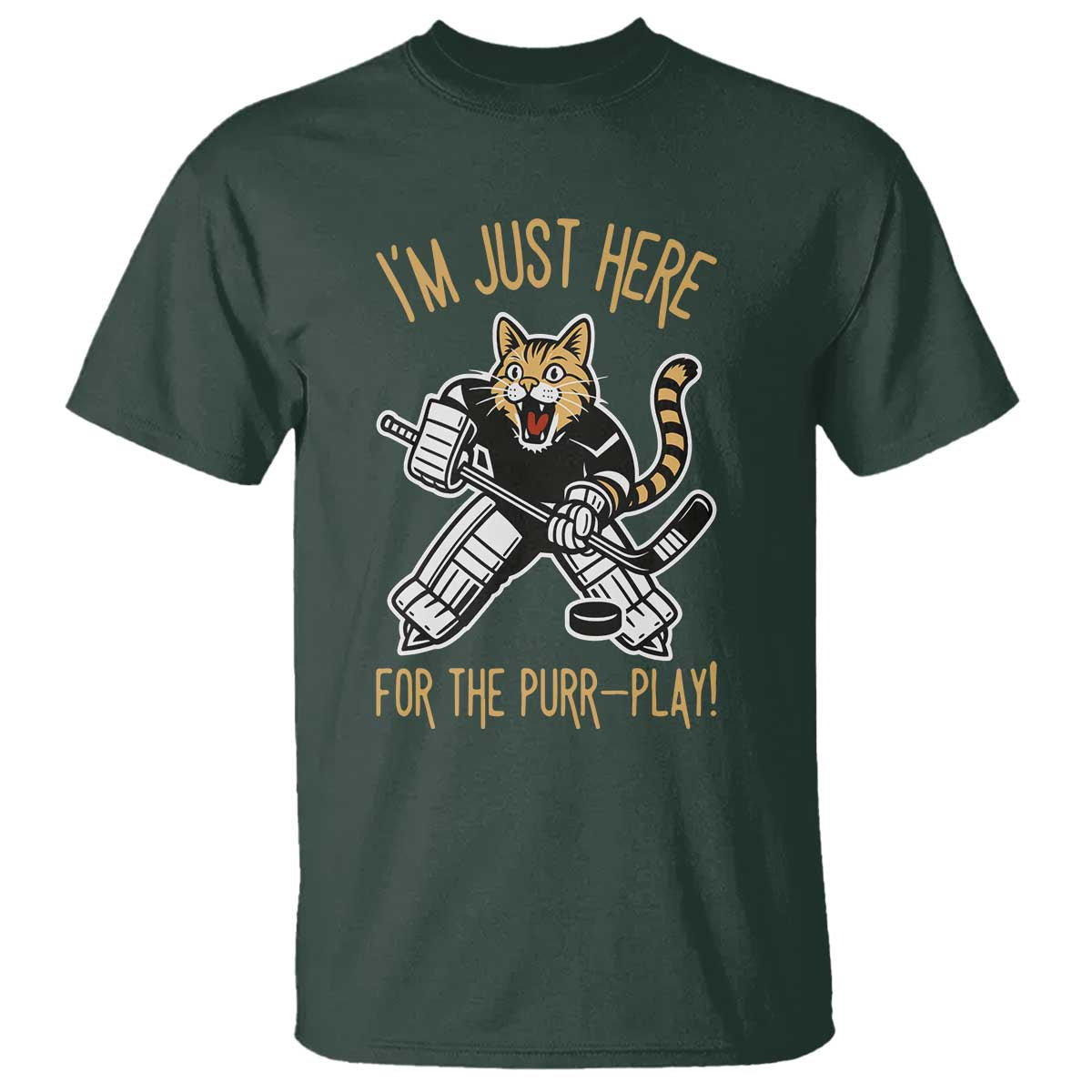Vintage Cat Hockey Goalie T Shirt Funny Im Just Here For The Purr Play Gift - Wonder Print Shop