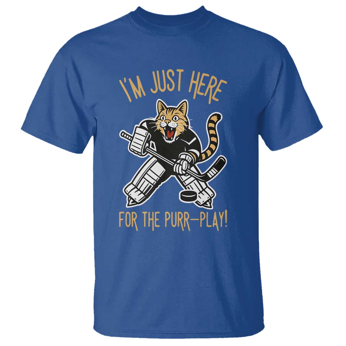 Vintage Cat Hockey Goalie T Shirt Funny Im Just Here For The Purr Play Gift - Wonder Print Shop